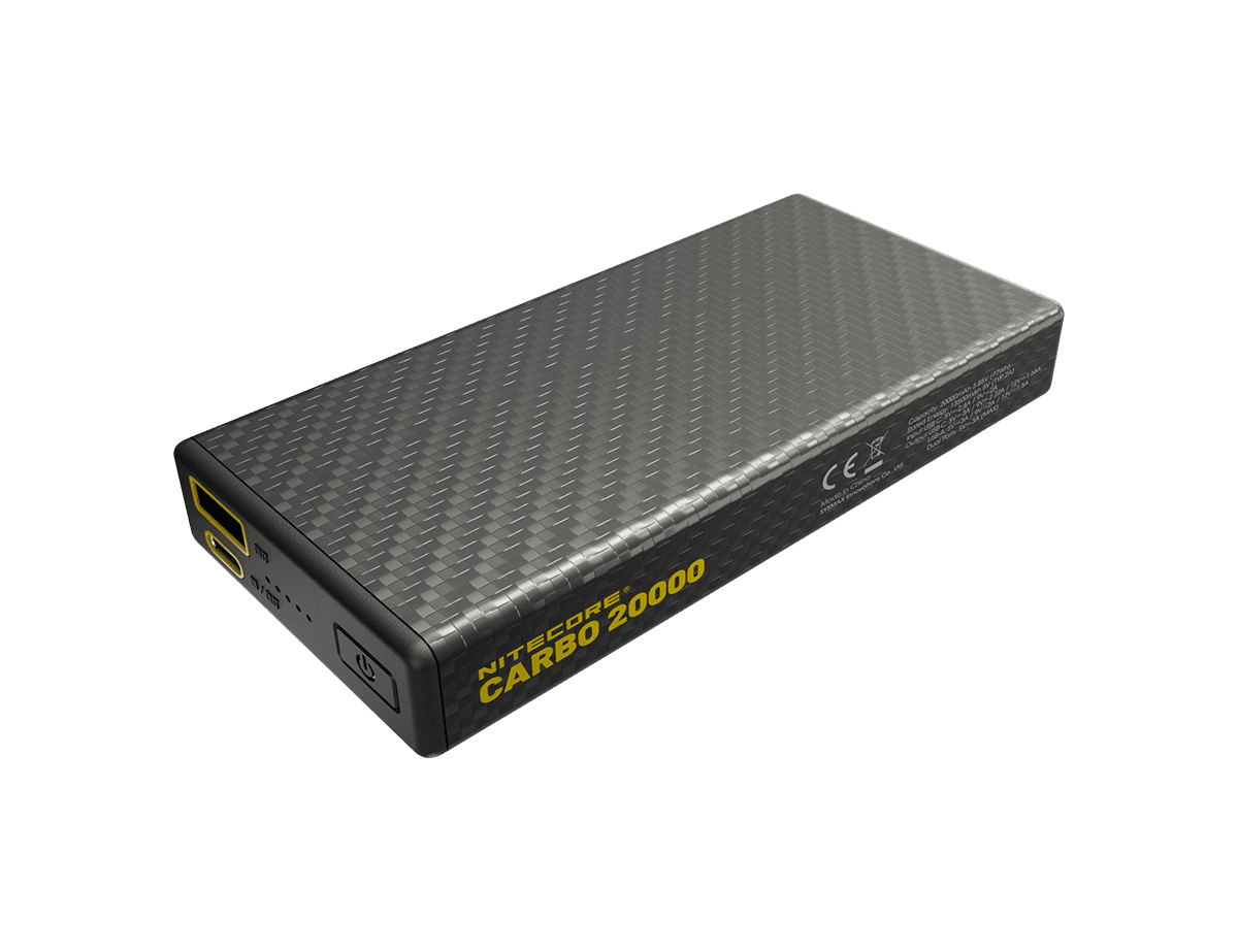 Nitecore Powerbank CARBO20000 avec 20 000 mAh, boîtier en fibre de carbone, extrêmement robuste et en même temps ultra-léger powerbank