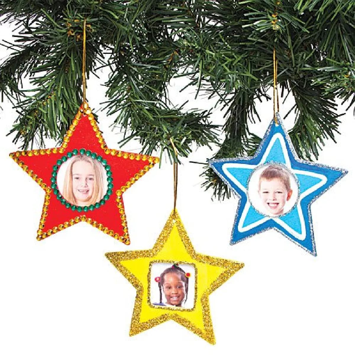 Décorations en bois pour photo - Star Lot de 8